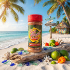 Back Country Cajun blackening seasoning by Key West Spice, close-up of the spice blend in a jar with herbs and spices visible