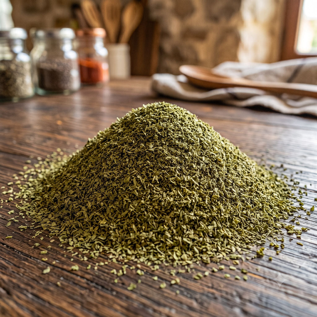 Fresh Key West Spice Fancy Basil leaves in a clear bowl, showcasing vibrant green herbs for culinary use.