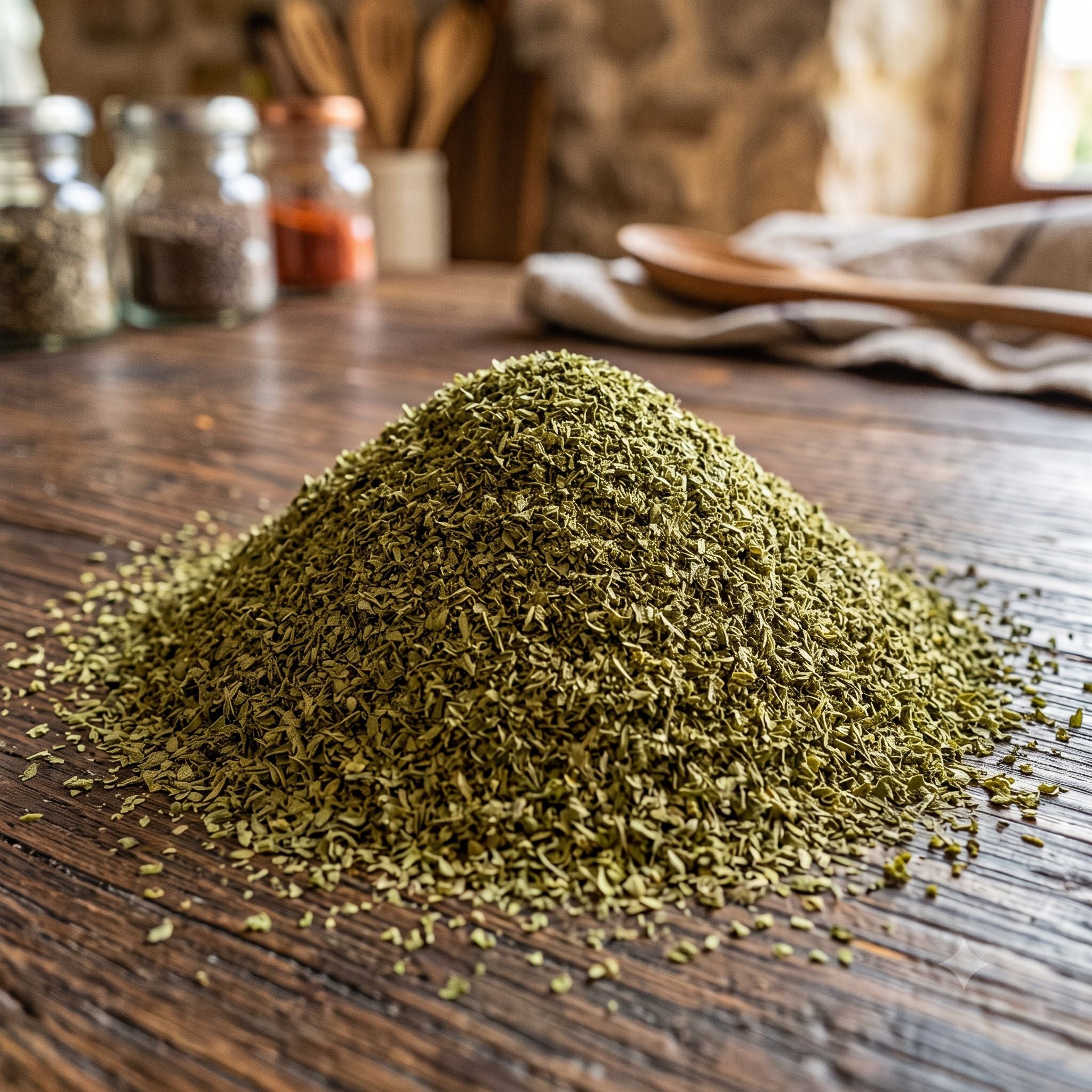 Fresh Key West Spice Fancy Basil leaves in a clear bowl, showcasing vibrant green herbs for culinary use.