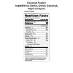 Key West Spice Coconut Fusion salt-free, sugar-free seasoning blend with coconut flavor in a jar.