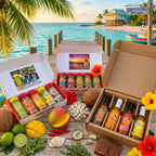 Key West Spice gift box with six fusion-flavored salt-free, sugar-free spice blends, presented in an attractive assorted gift box.