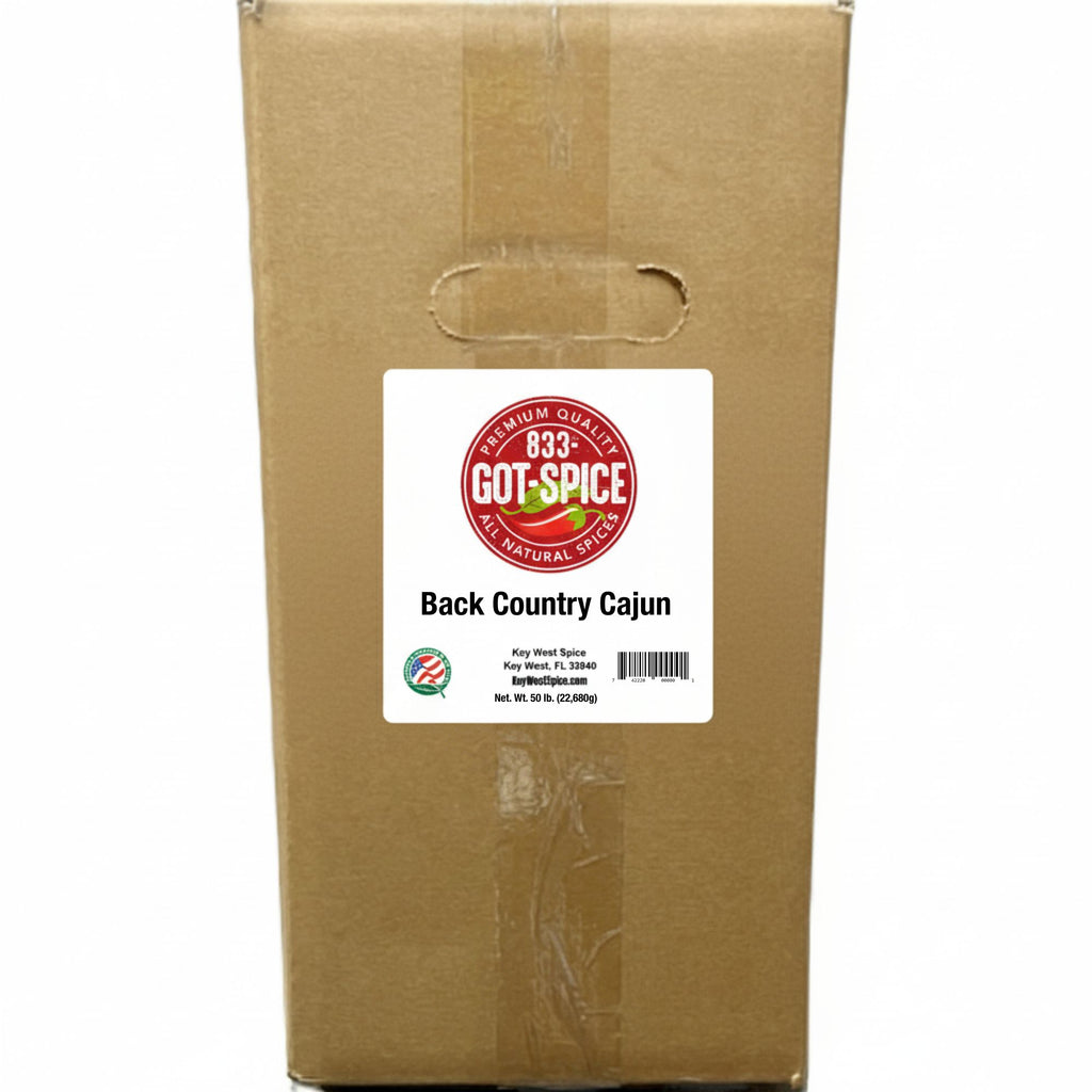 Key West Spice Back Country Cajun Blackening Seasoning in bulk container, spicy seasoning blend for grilling and cooking
