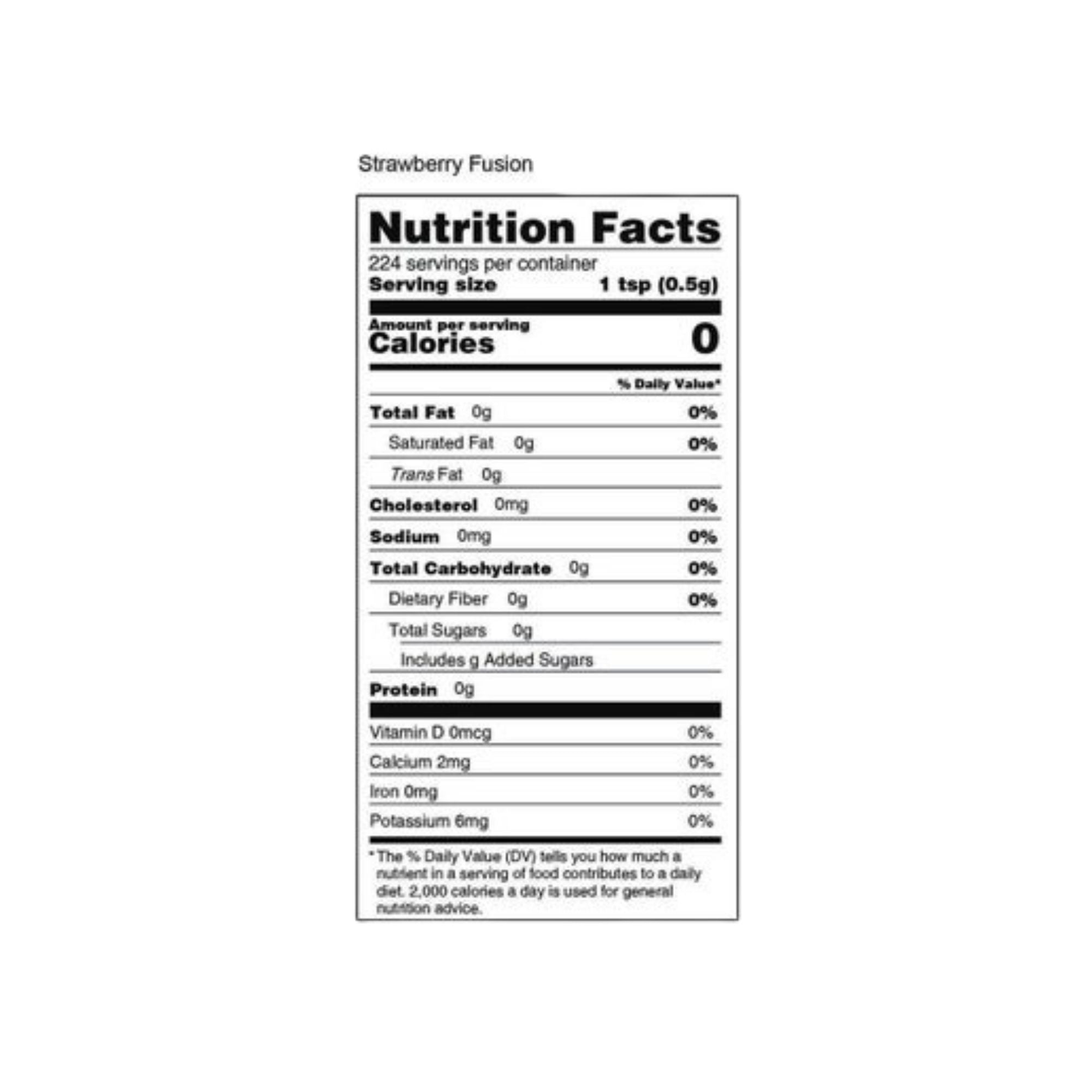 Key West Spice Strawberry Fusion salt-free, sugar-free seasoning in a 1/4 oz container, featuring fresh strawberry flavor.