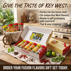 Key West Spice gift box with six fusion flavors, salt-free and sugar-free, ideal for spice gift sets or custom spice boxes.