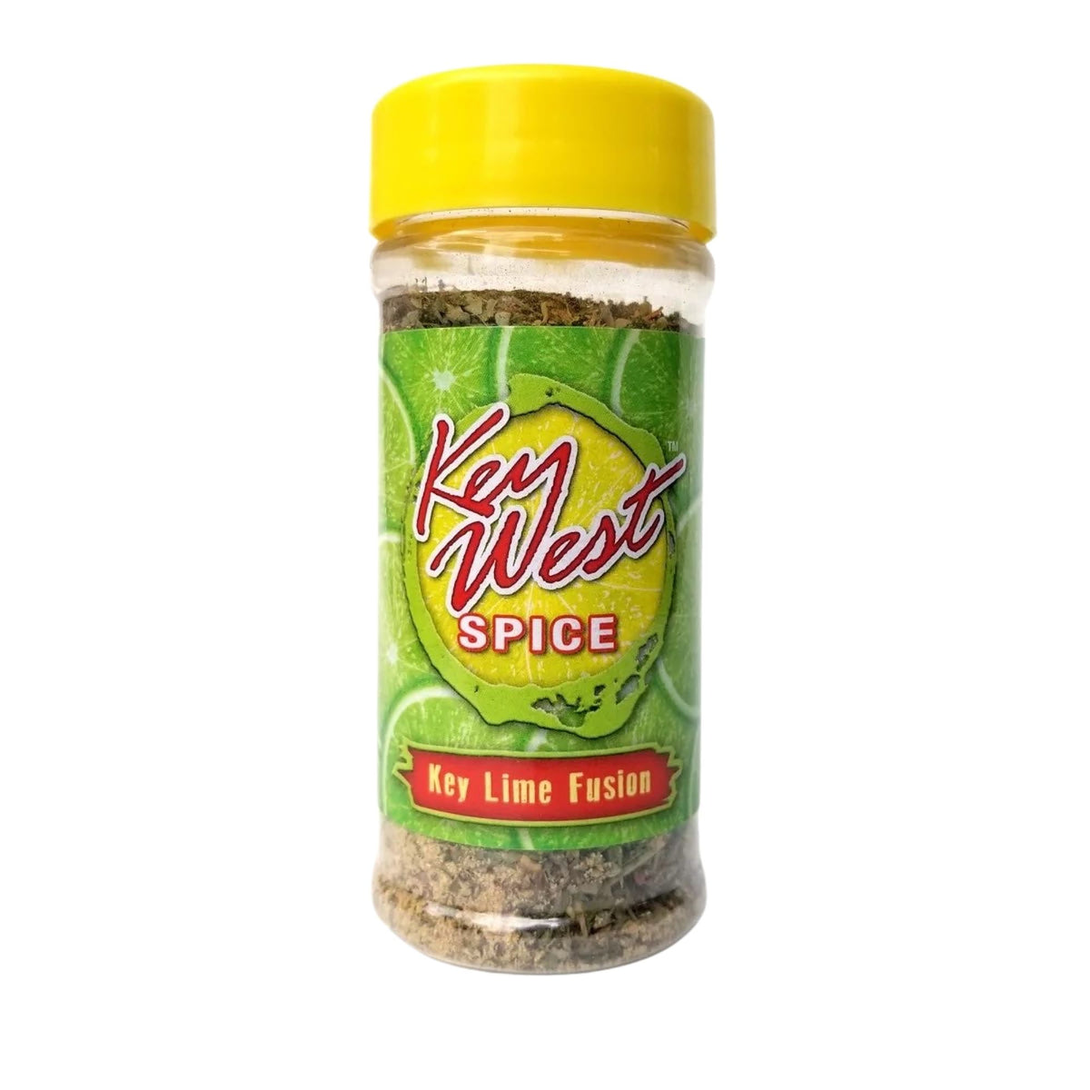 Key West Spice Key Lime Fusion salt-free, sugar-free seasoning in a 1/4 oz jar with fresh lime flavor and vibrant packaging.
