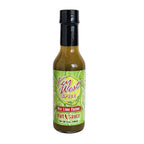 Key West Spice Key Lime Fusion Hot Sauce in 5 oz. bottle, vibrant green sauce with fresh lime and spicy flavor for dishes and marinades.