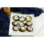 Key West Spice Mango Fusion salt-free and sugar-free seasoning blend with eggplant and mango pieces in a bowl.